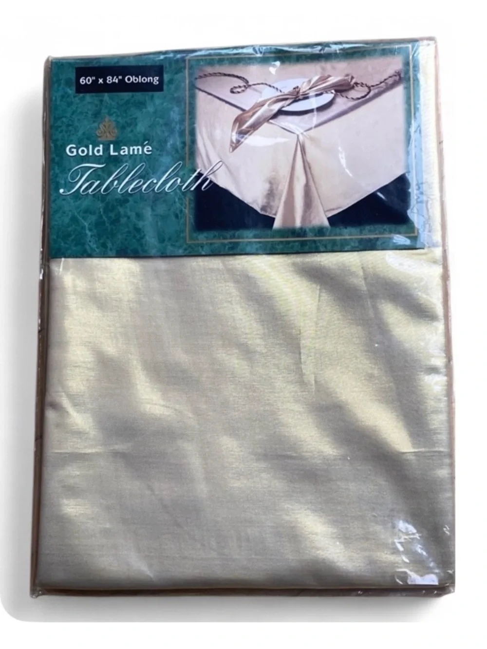 GB Retailers Gold Lame 60x84in. Oblong Tablecloth Holiday Wedding Decor NWT